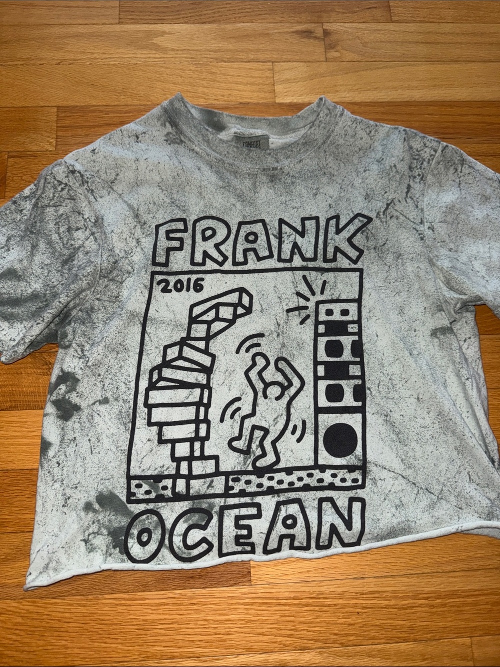 Graphic Crop Tee - Gray Tie-Dye